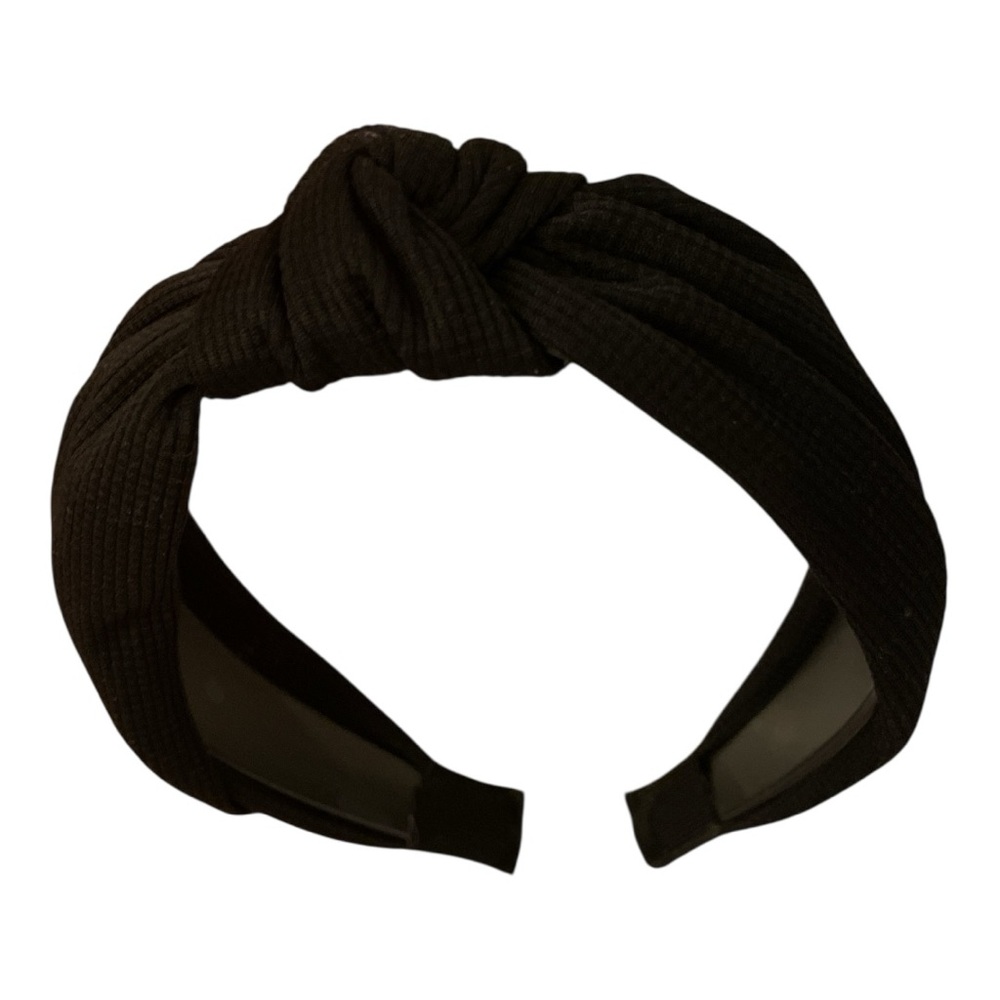 Elegant Black Knotted Headband, knot at top
